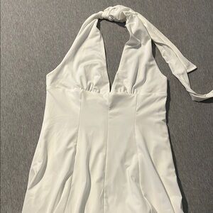 Elegant White Halter Dress
